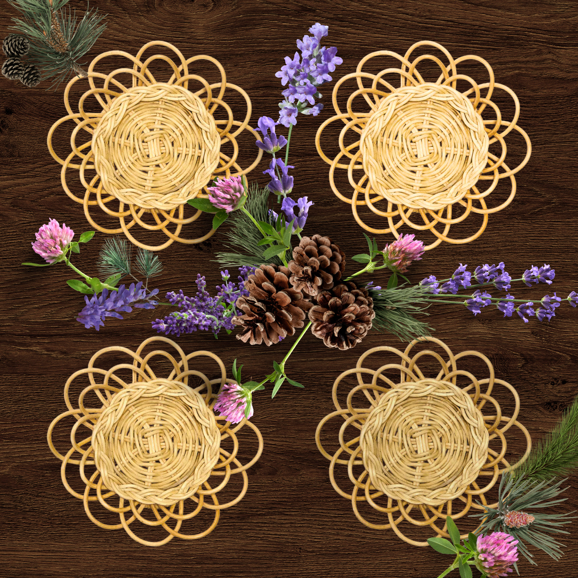 Rattan Bloom Plate Coaster