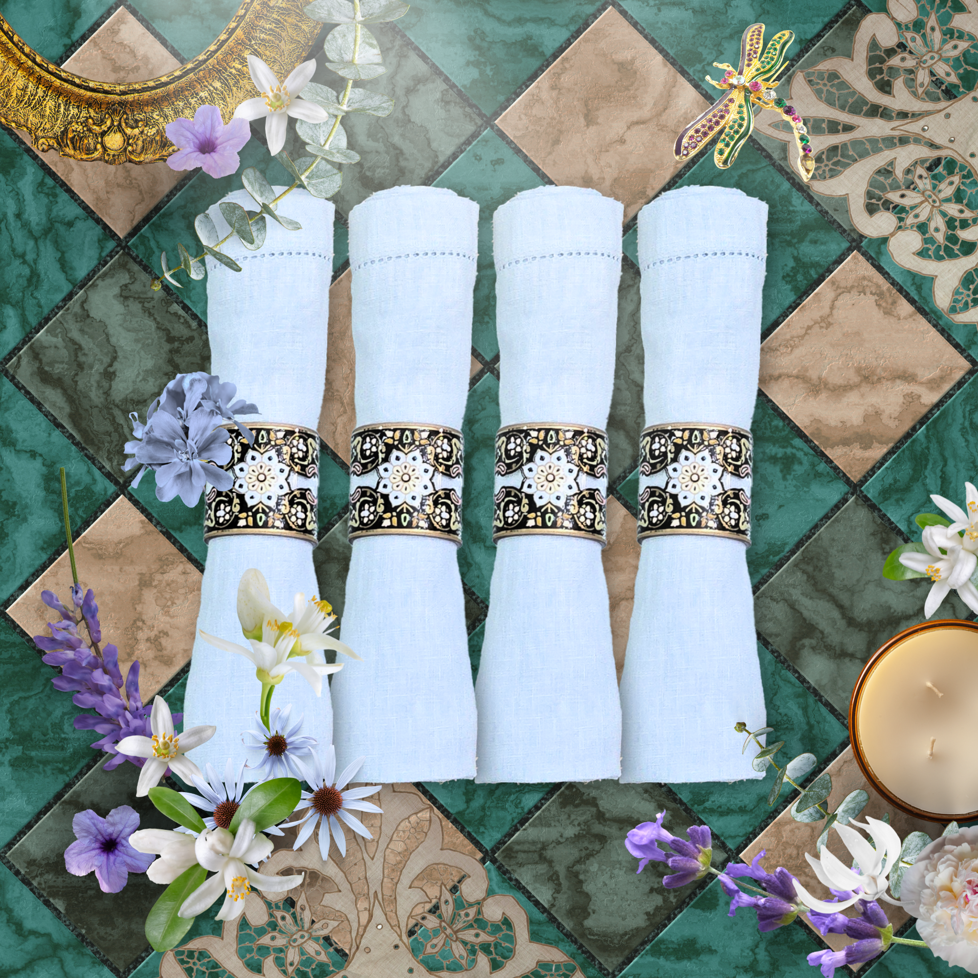 Pagoda Stitch Linen Napkin