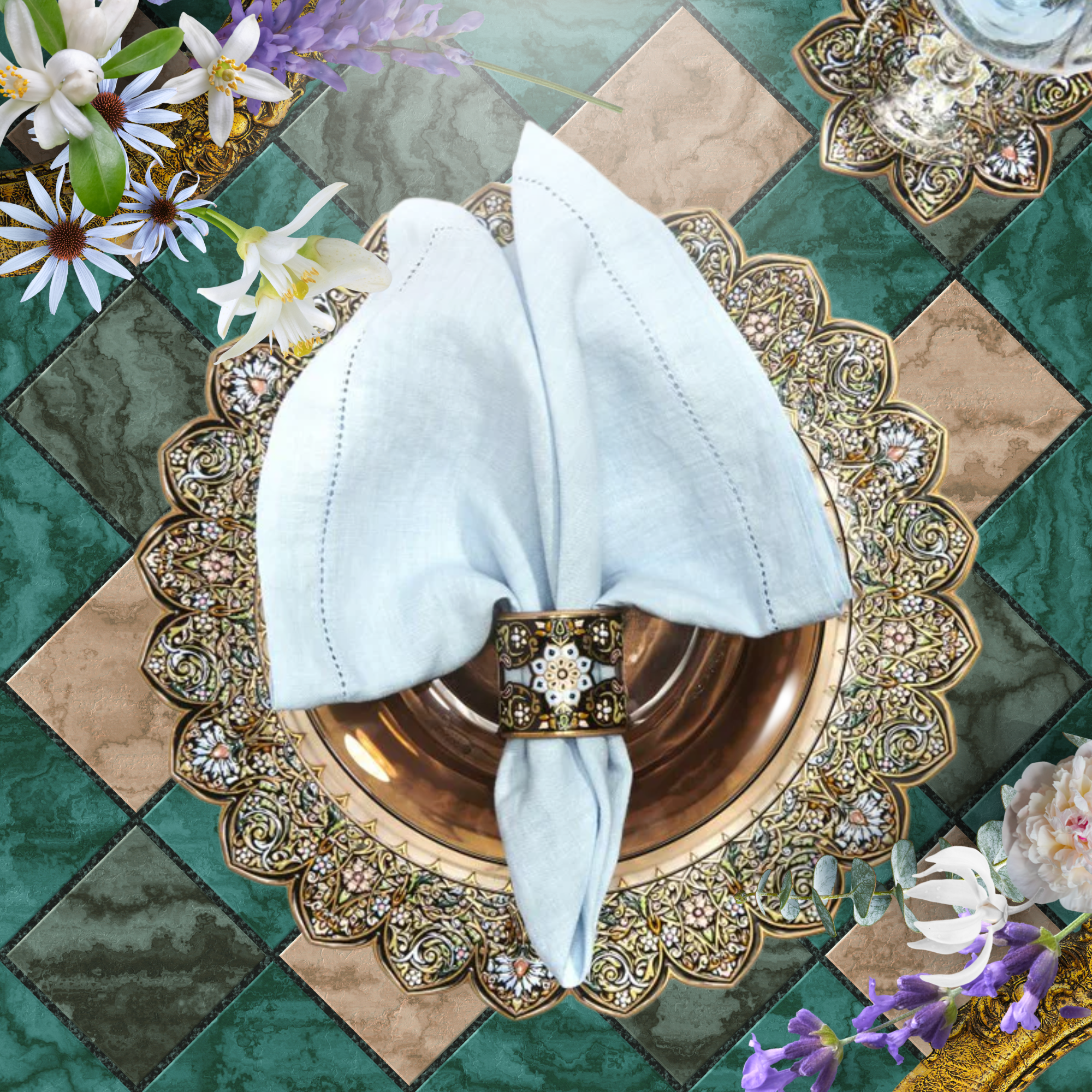 Pagoda Stitch Linen Napkin