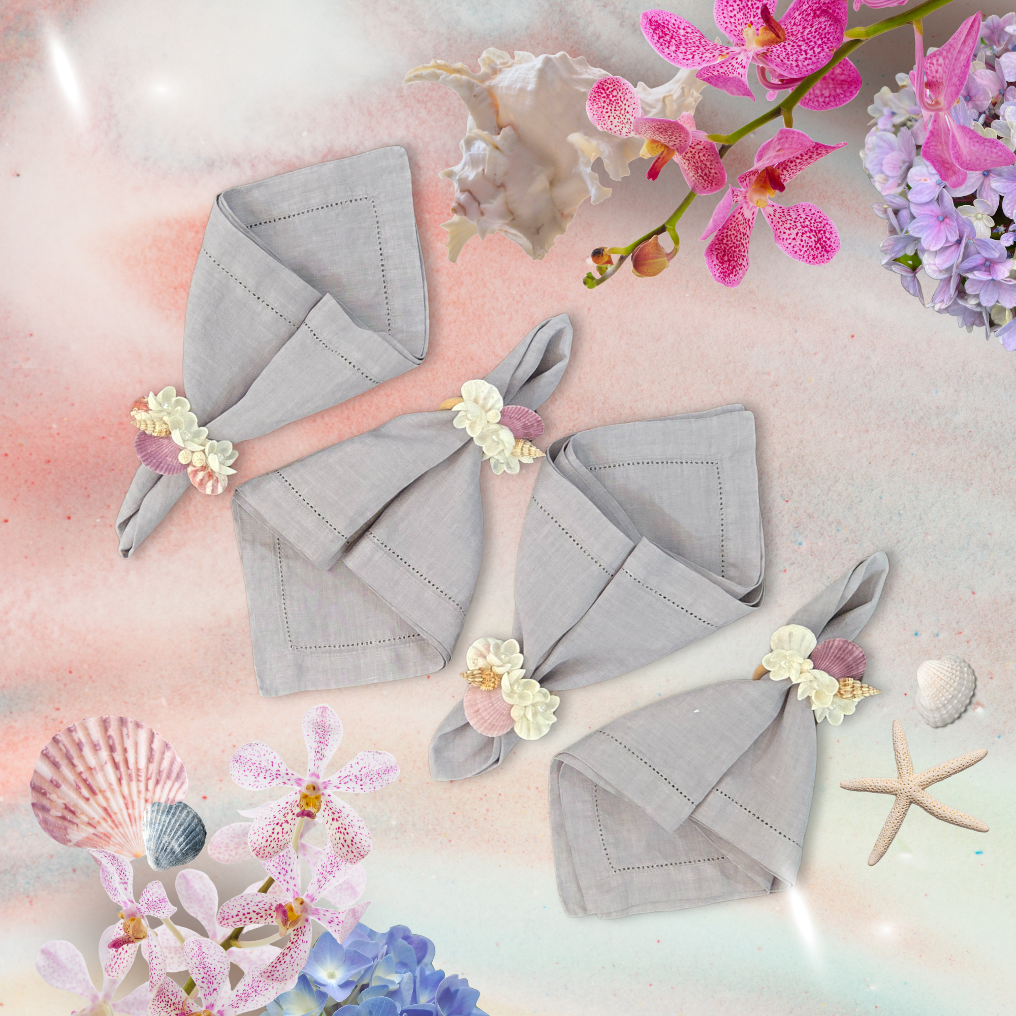 Pagoda Stitch Linen Napkin