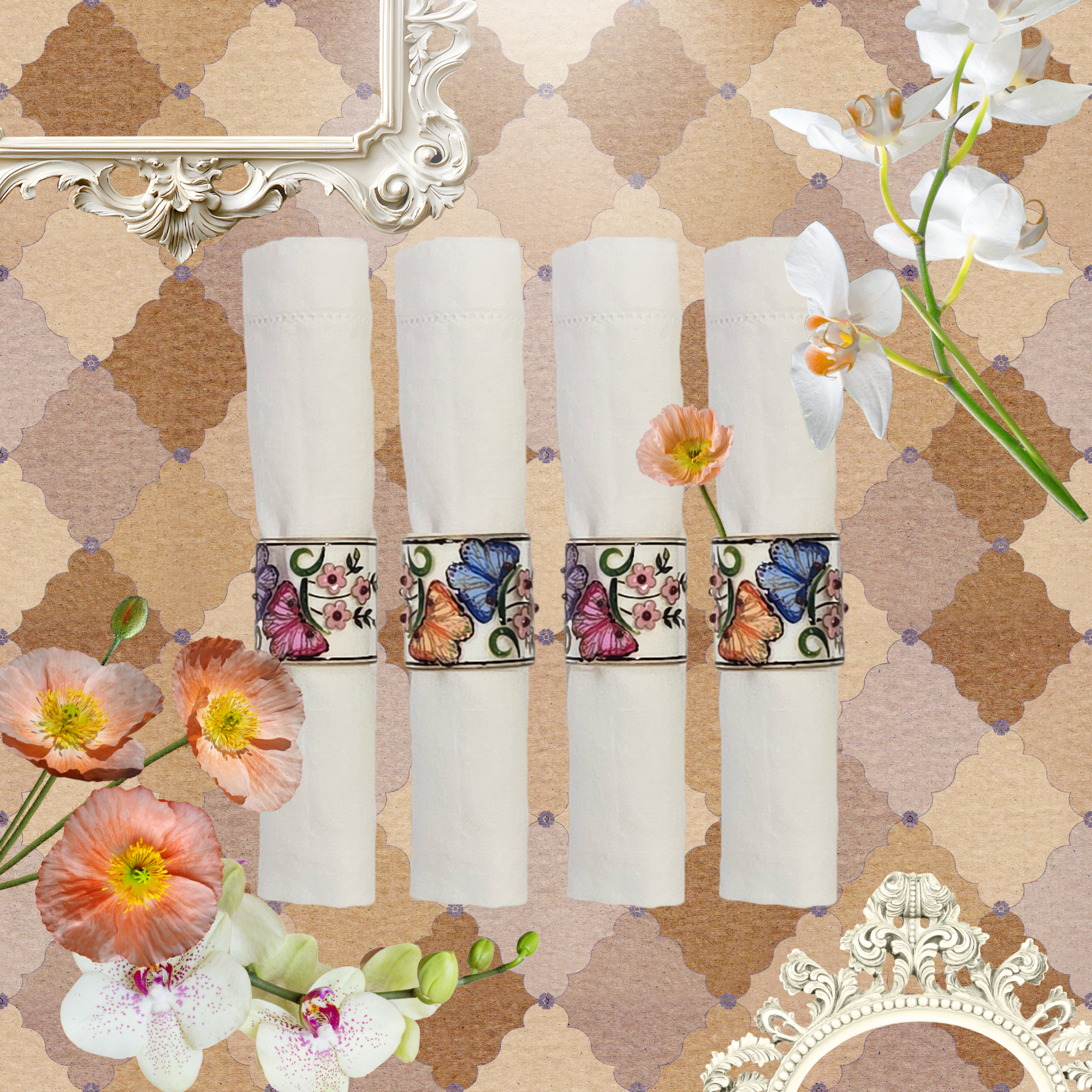 Pagoda Stitch Linen Napkin