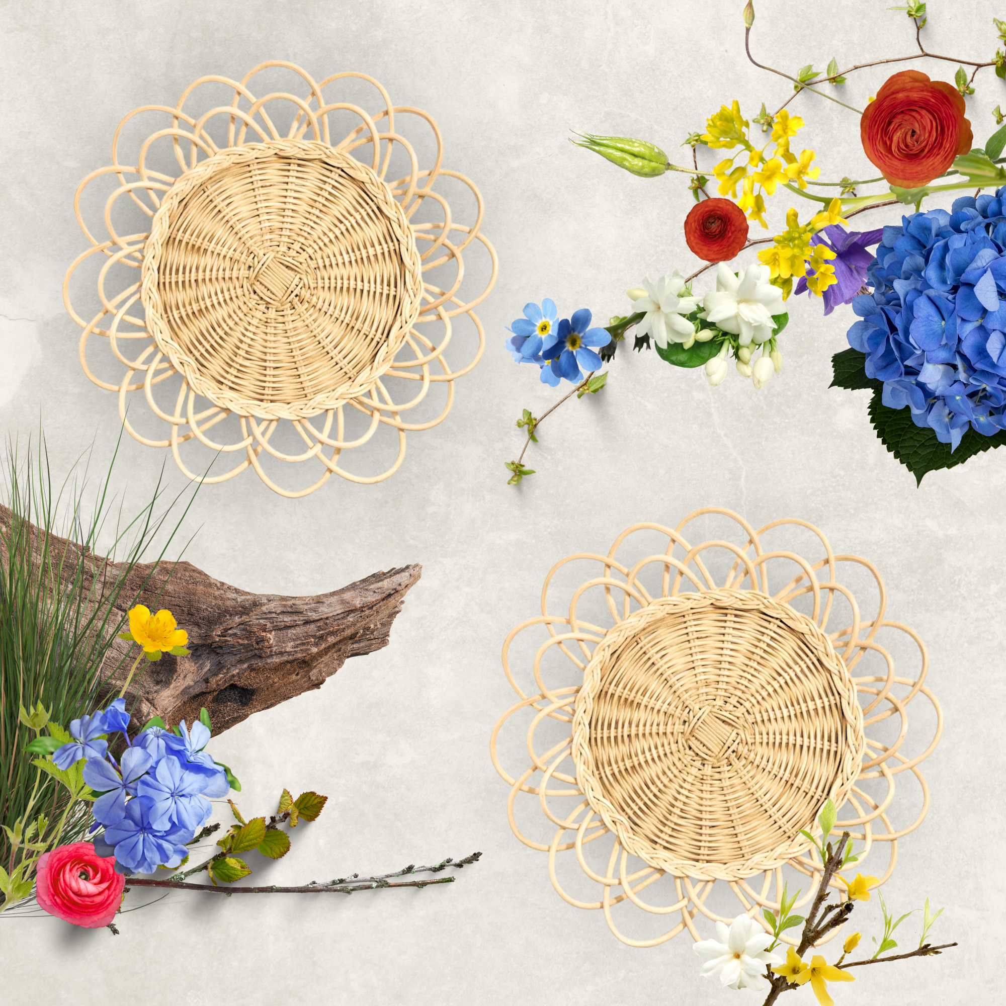 Rattan Bloom Plate Charger