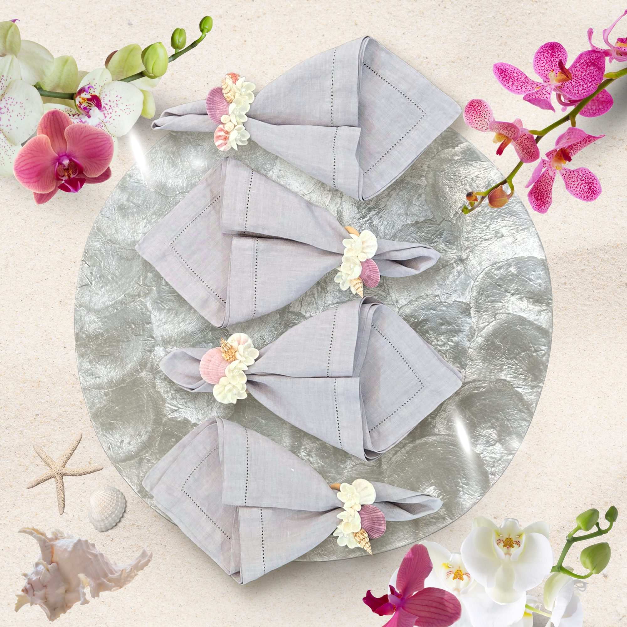 Seashell Magnolia Napkin Rings