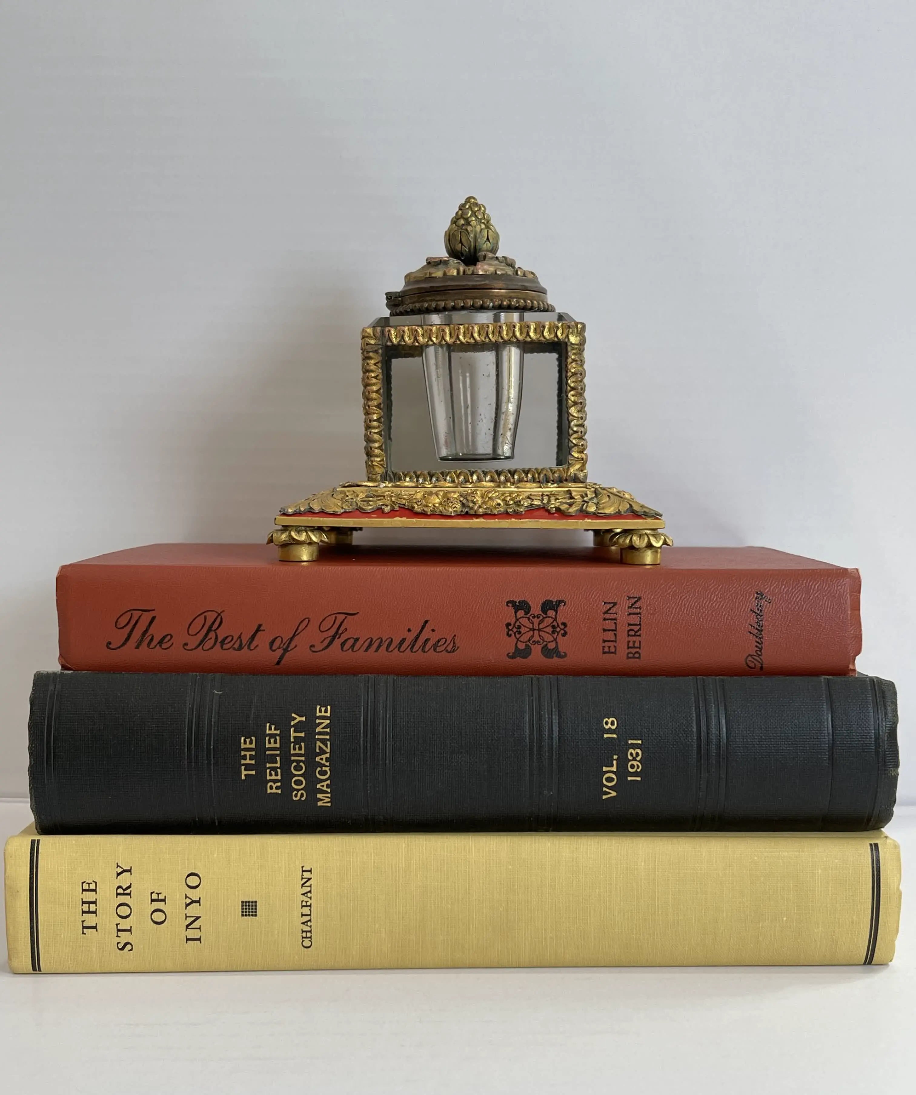 Gilt Bronze and Enamel Inkwell