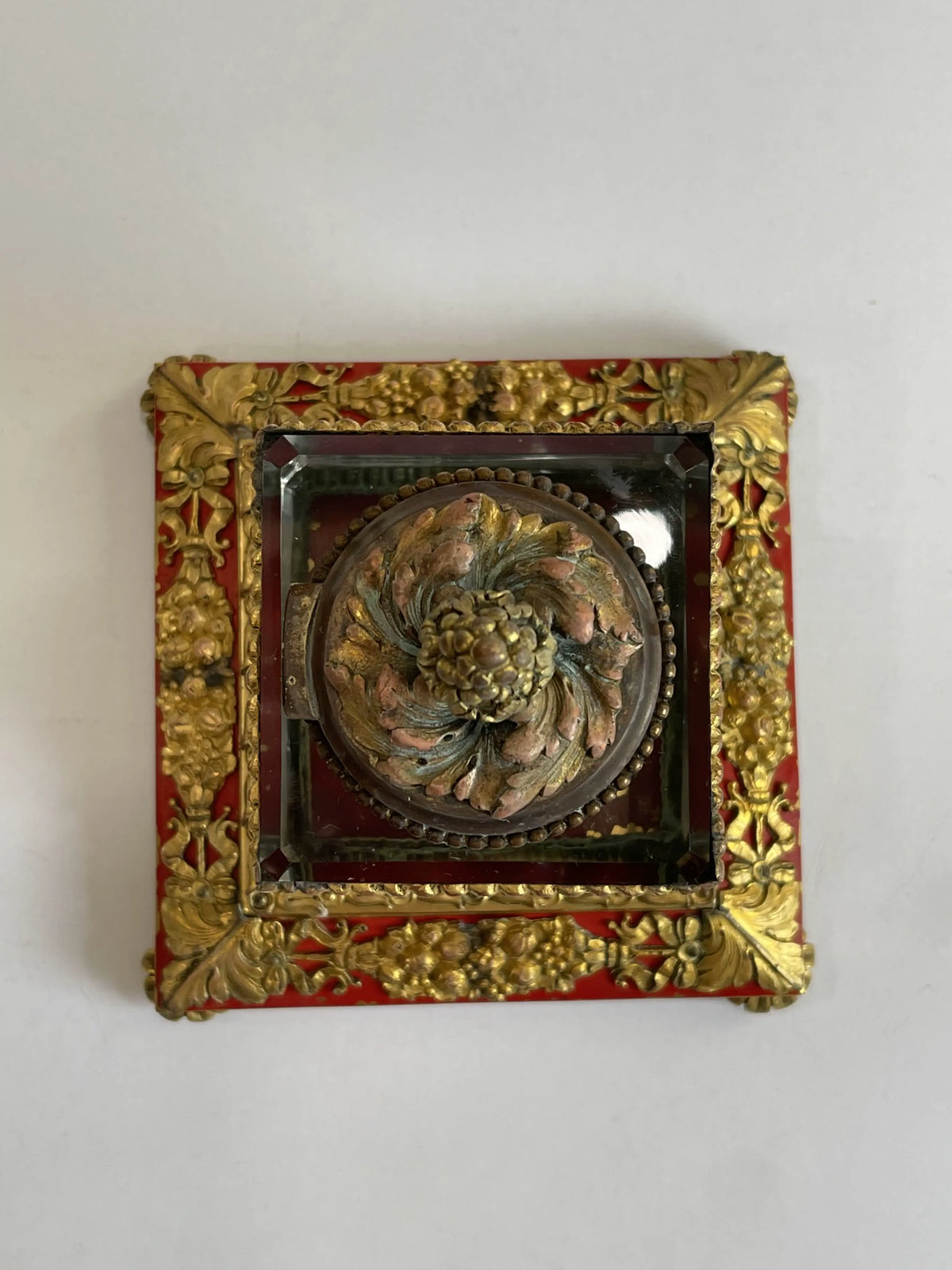 Gilt Bronze and Enamel Inkwell