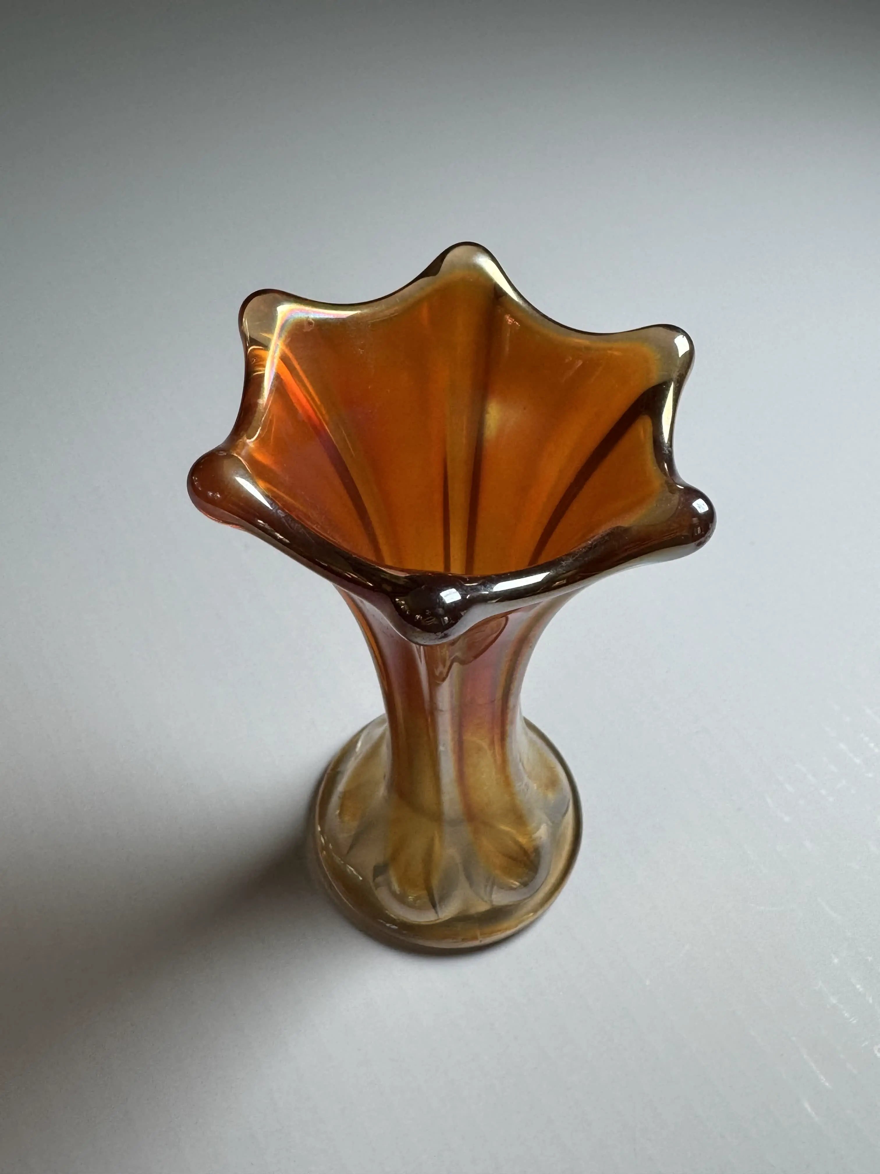 Carnival Glass Vase in "Morning Glory" Pattern
