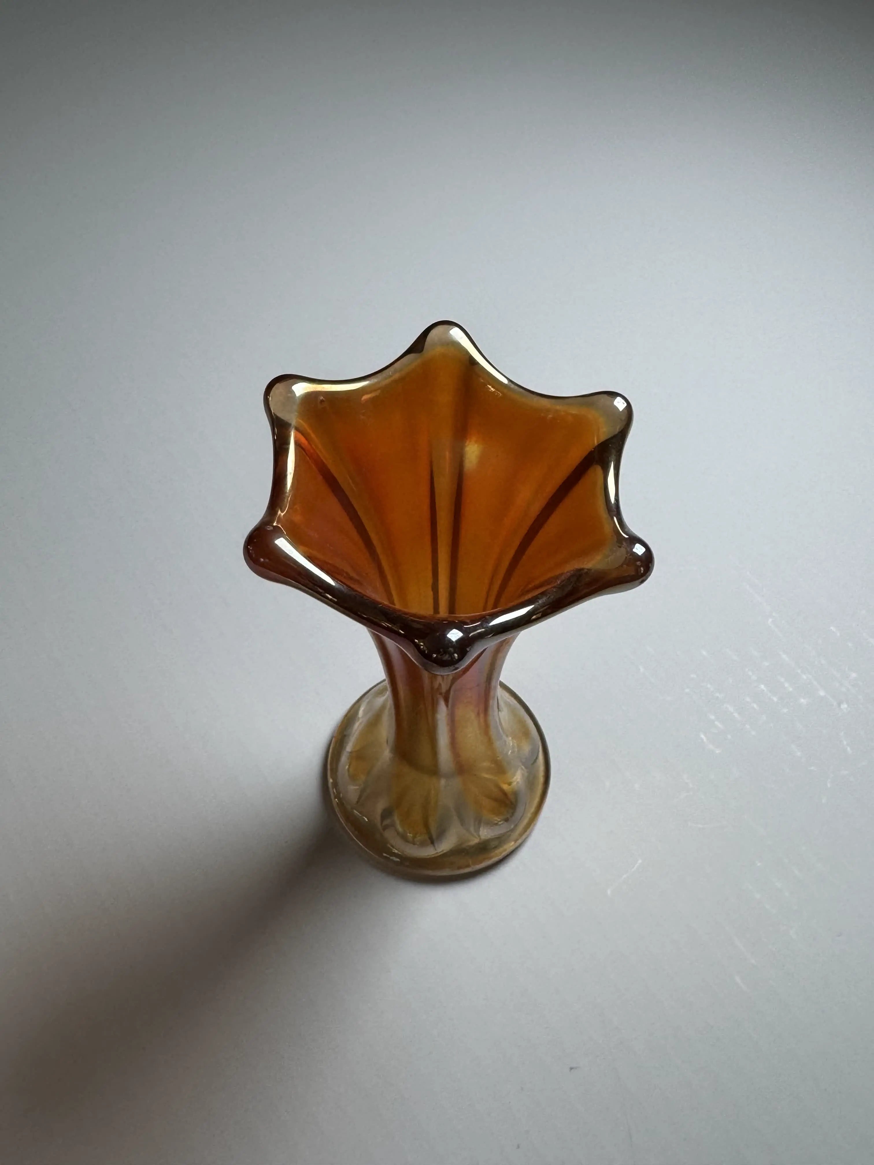 Carnival Glass Vase in "Morning Glory" Pattern
