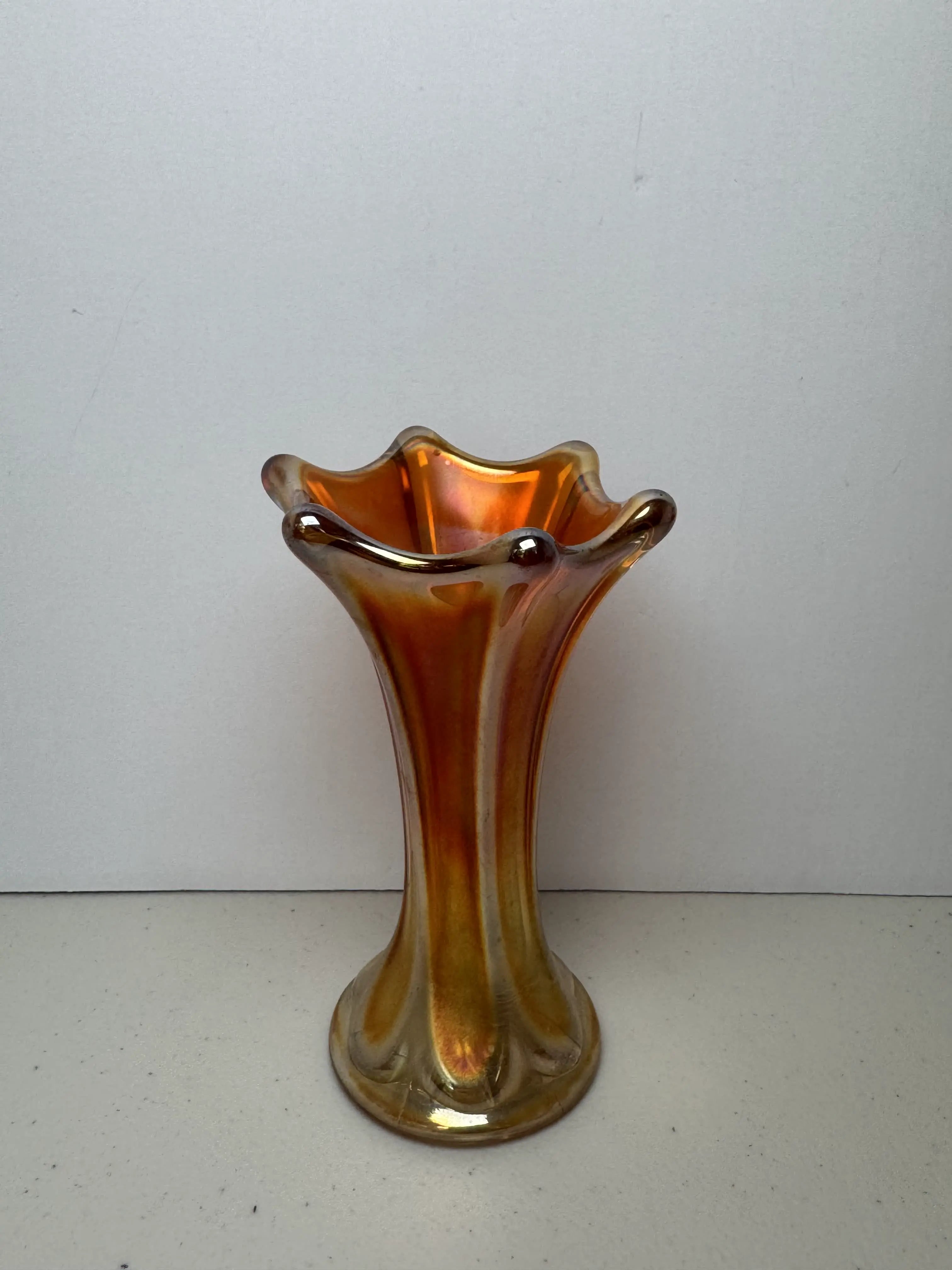 Carnival Glass Vase in "Morning Glory" Pattern
