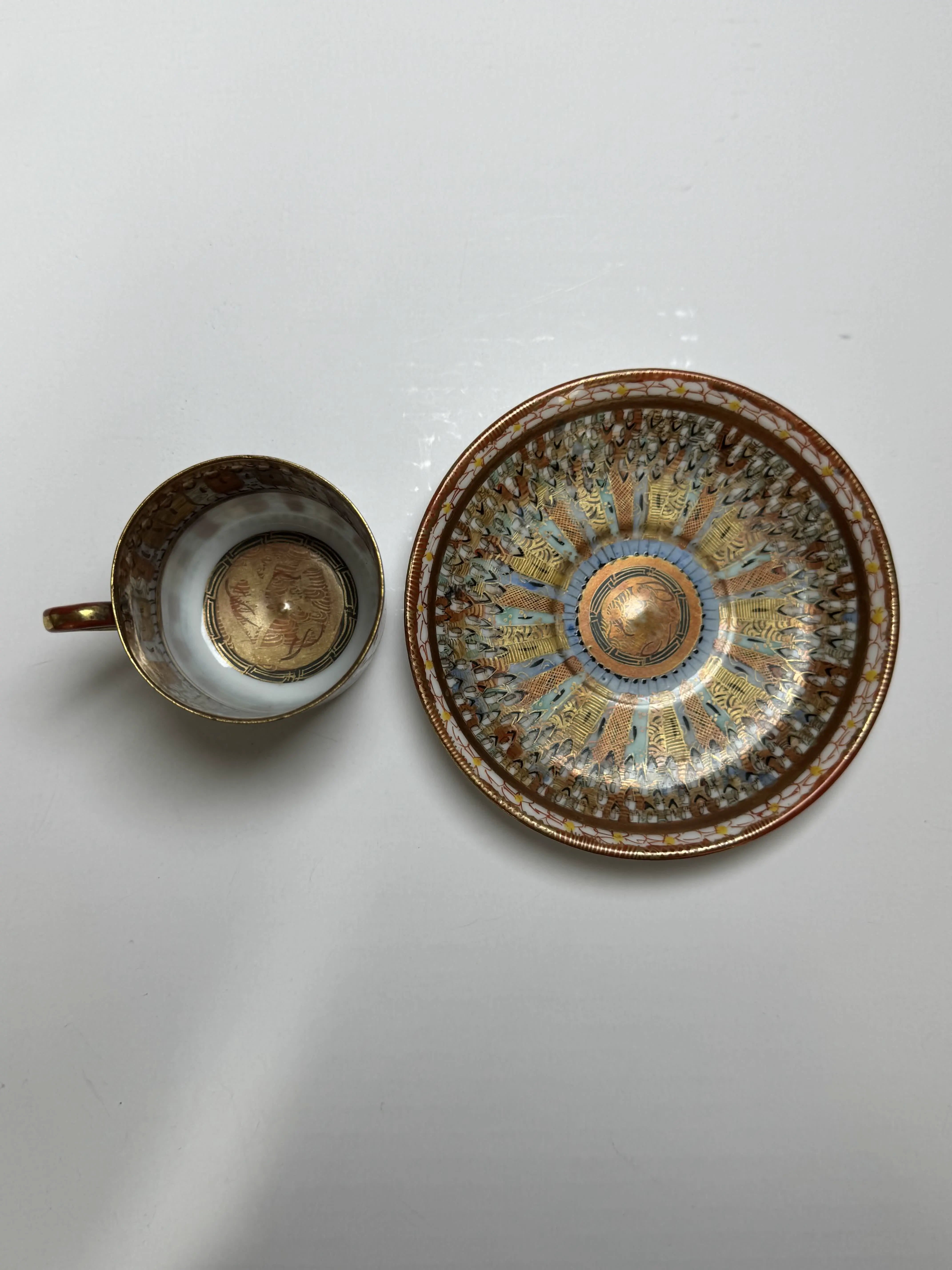 Japanese Kutani Porcelain Cup and Saucer