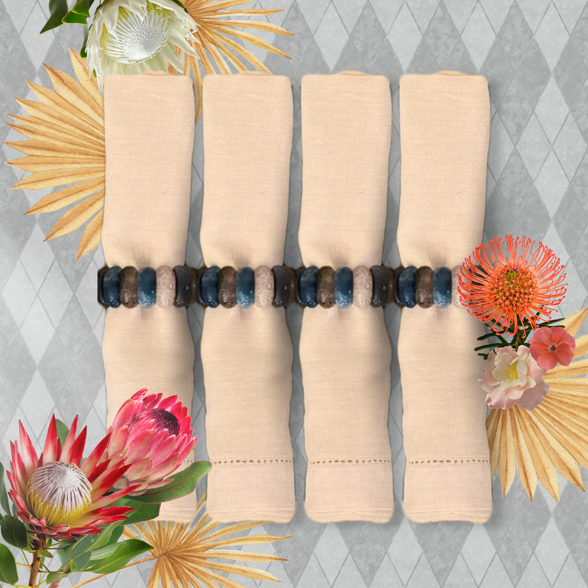 Pagoda Stitch Linen Napkin